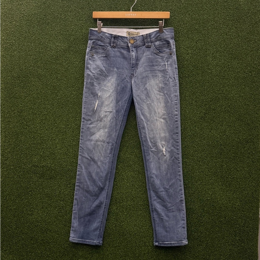 Democracy Distressed Blue Straight Leg Jeans